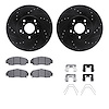 8312-59083 Drilled/Slotted Brake Rotors with 3000-Series Ceramic Brake Pads Kit & Hardware [Black], 1999-2014 Acura/Honda, Posit - image 1