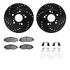 8312-59090 Drilled/Slotted Brake Rotors with 3000-Series Ceramic Brake Pads Kit & Hardware [Black], 2006-2011 Acura/Honda, Posit - image 1