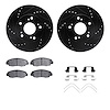 8312-59091 Drilled/Slotted Brake Rotors with 3000-Series Ceramic Brake Pads Kit & Hardware [Black], 2012-2015 Acura/Honda, Posit - image 1
