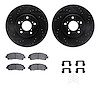 8312-59092 Drilled/Slotted Brake Rotors with 3000-Series Ceramic Brake Pads Kit & Hardware [Black], 2006-2014 Acura/Honda, Posit - image 1