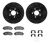 8312-59093 Drilled/Slotted Brake Rotors with 3000-Series Ceramic Brake Pads Kit & Hardware [Black], 2009-2014 Acura/Honda, Posit - image 1