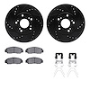 8312-59094 Drilled/Slotted Brake Rotors with 3000-Series Ceramic Brake Pads Kit & Hardware [Black], 2013-2015 Acura/Honda, Posit - image 1