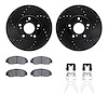 8312-59095 Drilled/Slotted Brake Rotors with 3000-Series Ceramic Brake Pads Kit & Hardware [Black], 2003-2021 Acura/Honda, Posit
