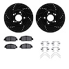 8312-59096 Drilled/Slotted Brake Rotors with 3000-Series Ceramic Brake Pads Kit & Hardware [Black], Fits Select Acura/Honda, Pos - image 1