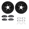 8312-59097 Drilled/Slotted Brake Rotors with 3000-Series Ceramic Brake Pads Kit & Hardware [Black], Fits Select Acura/Honda, Pos - image 1