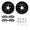 8312-59098 Drilled/Slotted Brake Rotors with 3000-Series Ceramic Brake Pads Kit & Hardware [Black], Fits Select Acura/Honda, Pos - image 1