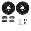 8312-59099 Drilled/Slotted Brake Rotors with 3000-Series Ceramic Brake Pads Kit & Hardware [Black], Fits Select Acura/Honda, Pos - image 1