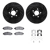 8312-59100 Drilled/Slotted Brake Rotors with 3000-Series Ceramic Brake Pads Kit & Hardware [Black], 2007-2020 Acura/Honda, Posit - image 1