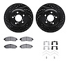 8312-59101 Drilled/Slotted Brake Rotors with 3000-Series Ceramic Brake Pads Kit & Hardware [Black], Fits Select Acura/Honda, Pos - image 1