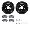 8312-59103 Drilled/Slotted Brake Rotors with 3000-Series Ceramic Brake Pads Kit & Hardware [Black], Fits Select Acura/Honda, Pos - image 1