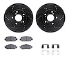 8312-59106 Drilled/Slotted Brake Rotors with 3000-Series Ceramic Brake Pads Kit & Hardware [Black], 2016-2017 Acura/Honda, Posit - image 1