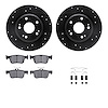 8312-59109 Drilled/Slotted Brake Rotors with 3000-Series Ceramic Brake Pads Kit & Hardware [Black], 2017-2020 Acura/Honda, Posit - image 1