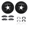 8312-59113 Drilled/Slotted Brake Rotors with 3000-Series Ceramic Brake Pads Kit & Hardware [Black], Fits Select Acura/Honda, Pos - image 1