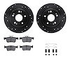 8312-59114 Drilled/Slotted Brake Rotors with 3000-Series Ceramic Brake Pads Kit & Hardware [Black], Fits Select Acura/Honda, Pos - image 1