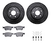 8312-59115 Drilled/Slotted Brake Rotors with 3000-Series Ceramic Brake Pads Kit & Hardware [Black], Fits Select Acura/Honda, Pos - image 1