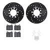 8312-63015 Drilled/Slotted Brake Rotors with 3000-Series Ceramic Brake Pads Kit & Hardware [Black], 1968-1976 Mercedes-Benz, Pos - image 1