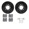 8312-63018 Drilled/Slotted Brake Rotors with 3000-Series Ceramic Brake Pads Kit & Hardware [Black], 1973-1979 Mercedes-Benz, Pos - image 1