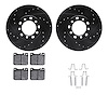 8312-63019 Drilled/Slotted Brake Rotors with 3000-Series Ceramic Brake Pads Kit & Hardware [Black], 1976-1979 Mercedes-Benz, Pos - image 1