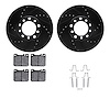 8312-63020 Drilled/Slotted Brake Rotors with 3000-Series Ceramic Brake Pads Kit & Hardware [Black], 1973-1979 Mercedes-Benz, Pos - image 1