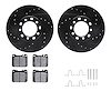 8312-63022 Drilled/Slotted Brake Rotors with 3000-Series Ceramic Brake Pads Kit & Hardware [Black], 1979-1985 Mercedes-Benz, Pos - image 1