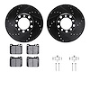 8312-63023 Drilled/Slotted Brake Rotors with 3000-Series Ceramic Brake Pads Kit & Hardware [Black], 1979-1985 Mercedes-Benz, Pos - image 1