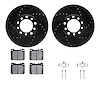 8312-63024 Drilled/Slotted Brake Rotors with 3000-Series Ceramic Brake Pads Kit & Hardware [Black], 1979-1980 Mercedes-Benz, Pos - image 1