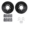 8312-63025 Drilled/Slotted Brake Rotors with 3000-Series Ceramic Brake Pads Kit & Hardware [Black], 1979-1985 Mercedes-Benz, Pos - image 1