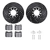 8312-63027 Drilled/Slotted Brake Rotors with 3000-Series Ceramic Brake Pads Kit & Hardware [Black], 1985-1991 Mercedes-Benz, Pos - image 1