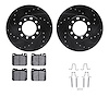 8312-63028 Drilled/Slotted Brake Rotors with 3000-Series Ceramic Brake Pads Kit & Hardware [Black], 1980-1985 Mercedes-Benz, Pos - image 1