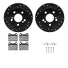 8312-63029 Drilled/Slotted Brake Rotors with 3000-Series Ceramic Brake Pads Kit & Hardware [Black], 1984-1995 Mercedes-Benz, Pos - image 1