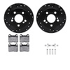 8312-63031 Drilled/Slotted Brake Rotors with 3000-Series Ceramic Brake Pads Kit & Hardware [Black], 1984-1989 Mercedes-Benz, Pos - image 1