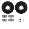 8312-63035 Drilled/Slotted Brake Rotors with 3000-Series Ceramic Brake Pads Kit & Hardware [Black], 1984-1985 Mercedes-Benz, Pos - image 1