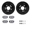 8312-63037 Drilled/Slotted Brake Rotors with 3000-Series Ceramic Brake Pads Kit & Hardware [Black], 1987-1987 Mercedes-Benz, Pos - image 1