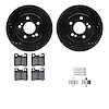 8312-63042 Drilled/Slotted Brake Rotors with 3000-Series Ceramic Brake Pads Kit & Hardware [Black], 1992-1995 Mercedes-Benz, Pos - image 1