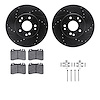8312-63046 Drilled/Slotted Brake Rotors with 3000-Series Ceramic Brake Pads Kit & Hardware [Black], 1990-1995 Mercedes-Benz, Pos - image 1