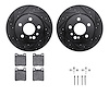 8312-63052 Drilled/Slotted Brake Rotors with 3000-Series Ceramic Brake Pads Kit & Hardware [Black], 1991-1999 Mercedes-Benz, Pos - image 1