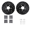 8312-63054 Drilled/Slotted Brake Rotors with 3000-Series Ceramic Brake Pads Kit & Hardware [Black], 1994-2000 Mercedes-Benz, Pos - image 1