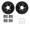 8312-63058 Drilled/Slotted Brake Rotors with 3000-Series Ceramic Brake Pads Kit & Hardware [Black], 1994-1995 Mercedes-Benz, Pos - image 1