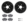 8312-63060 Drilled/Slotted Brake Rotors with 3000-Series Ceramic Brake Pads Kit & Hardware [Black], 1997-1998 Mercedes-Benz, Pos - image 1