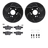 8312-63064 Drilled/Slotted Brake Rotors with 3000-Series Ceramic Brake Pads Kit & Hardware [Black], 1996-2004 Mercedes-Benz, Pos - image 1