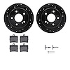 8312-63065 Drilled/Slotted Brake Rotors with 3000-Series Ceramic Brake Pads Kit & Hardware [Black], 1994-1998 Mercedes-Benz, Pos - image 1