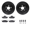 8312-63067 Drilled/Slotted Brake Rotors with 3000-Series Ceramic Brake Pads Kit & Hardware [Black], 1998-2005 Mercedes-Benz, Pos - image 1