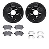 8312-63080 Drilled/Slotted Brake Rotors with 3000-Series Ceramic Brake Pads Kit & Hardware [Black], 2001-2005 Mercedes-Benz, Pos - image 1