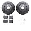 8312-63083 Drilled/Slotted Brake Rotors with 3000-Series Ceramic Brake Pads Kit & Hardware [Black], 2000-2005 Mercedes-Benz, Pos - image 1