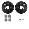 8312-63085 Drilled/Slotted Brake Rotors with 3000-Series Ceramic Brake Pads Kit & Hardware [Black], 1996-2011 Mercedes-Benz, Pos - image 1
