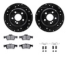 8312-63096 Drilled/Slotted Brake Rotors with 3000-Series Ceramic Brake Pads Kit & Hardware [Black], 2003-2016 Mercedes-Benz, Pos - image 1