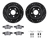 8312-63098 Drilled/Slotted Brake Rotors with 3000-Series Ceramic Brake Pads Kit & Hardware [Black], 2003-2006 Mercedes-Benz, Pos - image 1