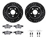 8312-63102 Drilled/Slotted Brake Rotors with 3000-Series Ceramic Brake Pads Kit & Hardware [Black], 2007-2013 Mercedes-Benz, Pos - image 1