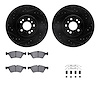 8312-63111 Drilled/Slotted Brake Rotors with 3000-Series Ceramic Brake Pads Kit & Hardware [Black], 2006-2012 Mercedes-Benz, Pos - image 1