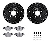 8312-63117 Drilled/Slotted Brake Rotors with 3000-Series Ceramic Brake Pads Kit & Hardware [Black], 2008-2015 Mercedes-Benz, Pos - image 1